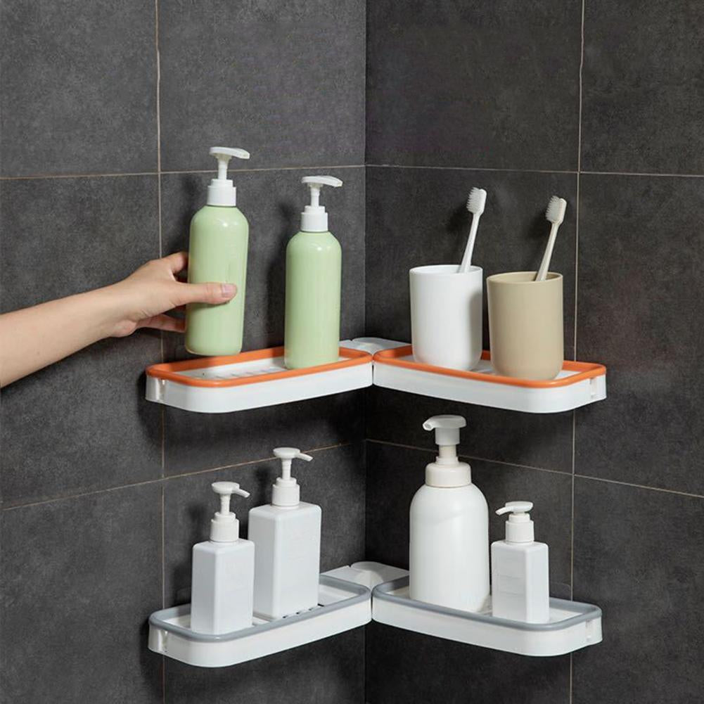Suport baie dublu autoadeziv rotativ 180° | Organizator perete fara gaurire 33x11x3cm | Etajera moderna pentru accesorii dus