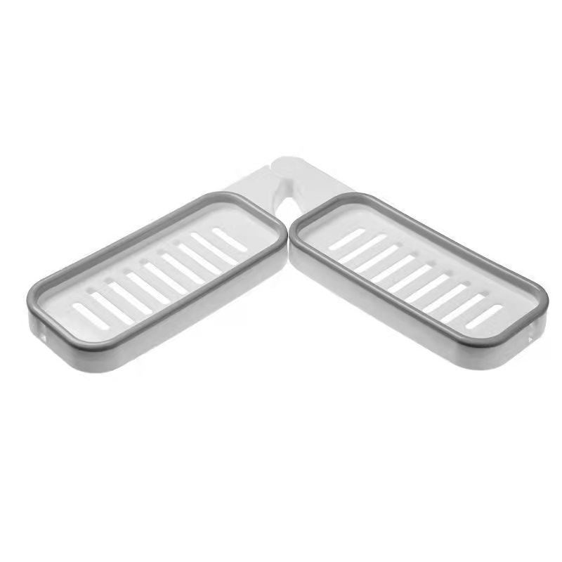 Suport baie dublu autoadeziv rotativ 180° | Organizator perete fara gaurire 33x11x3cm | Etajera moderna pentru accesorii dus