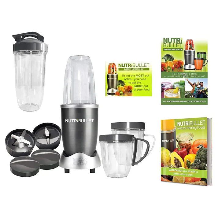 Blender Nutribullet, 600W, 1 viteza, cupa 0.5l, cupa inalta 0.7l, Argintiu