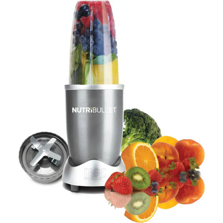 Blender Nutribullet, 600W, 1 viteza, cupa 0.5l, cupa inalta 0.7l, Argintiu