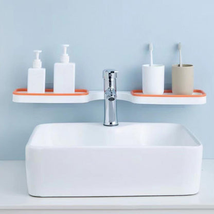 Suport baie dublu autoadeziv rotativ 180° | Organizator perete fara gaurire 33x11x3cm | Etajera moderna pentru accesorii dus