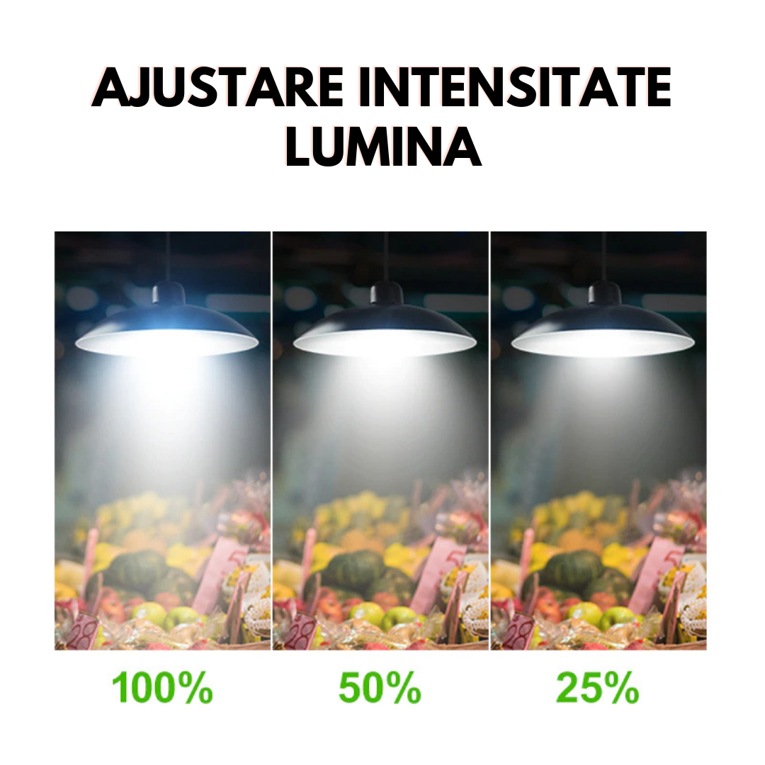 Lampa dubla solara suspendata, cu panou incarcare solara si telecomanda de control