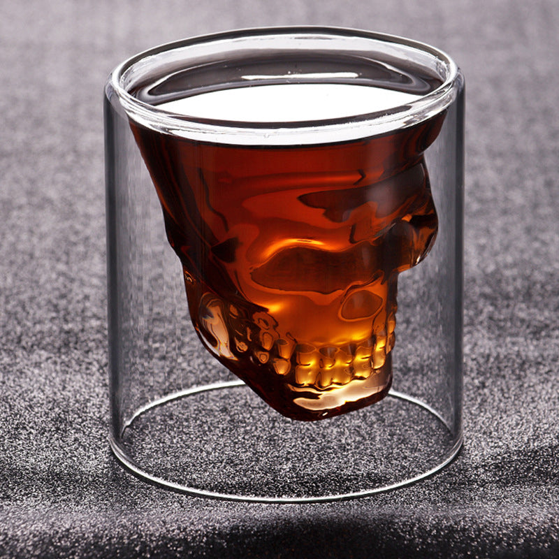 Set de 4 Pahare Shot Craniu Hot&Cool 75 ml - Pahare Termo cu Perete Dublu