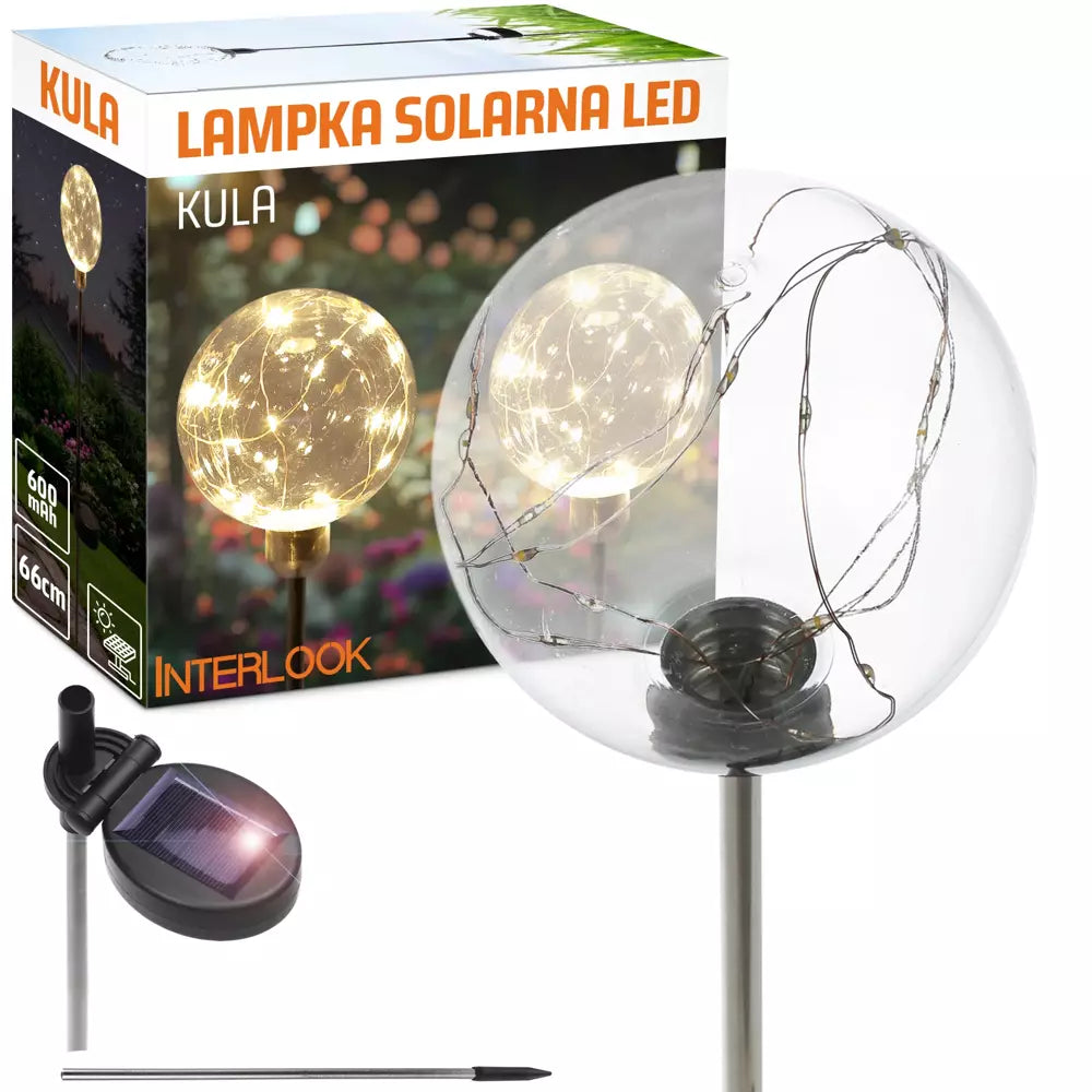 SET 2x Lampa solara cu LED tip Globulet, de gradina, lumina calda, 76 cm