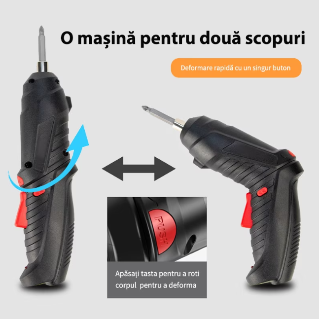 Set surubelnita electrica wireless, cuplu puternic, 90 ° deformare, wireless, rezistenta lunga, multifunctional, negru